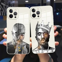rapper 2pac singer tupac case for iphone 11 12 13 pro max se 7 8 plus 12 13 mini xs xr xs max white tempered glass case
