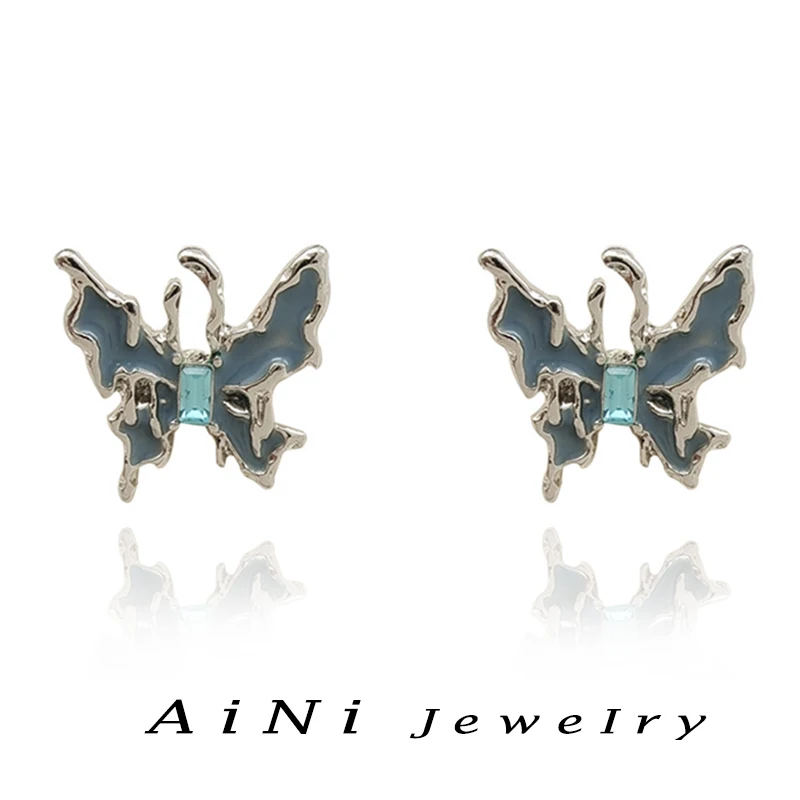 

Fashion Jewelry 925 Silver Needle temperament Bowknot Glass Stud Earrings Delicate Design Enamel Earrings For Women Gifts