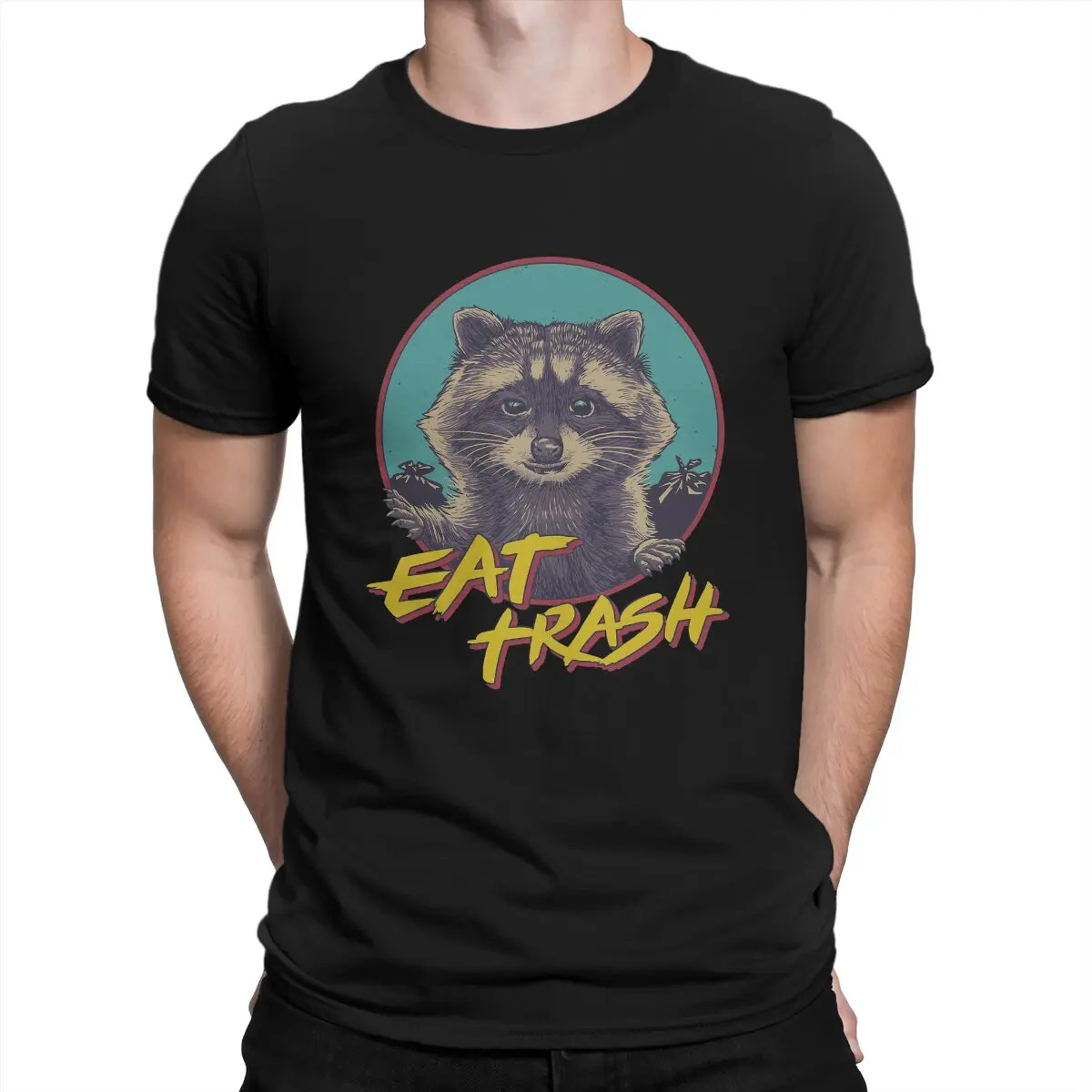 

Eat Trash Men's T Shirts Raccoon In North America Cute Funny Tees Short Sleeve O Neck T-Shirt Pure Cotton Gift Idea Tops