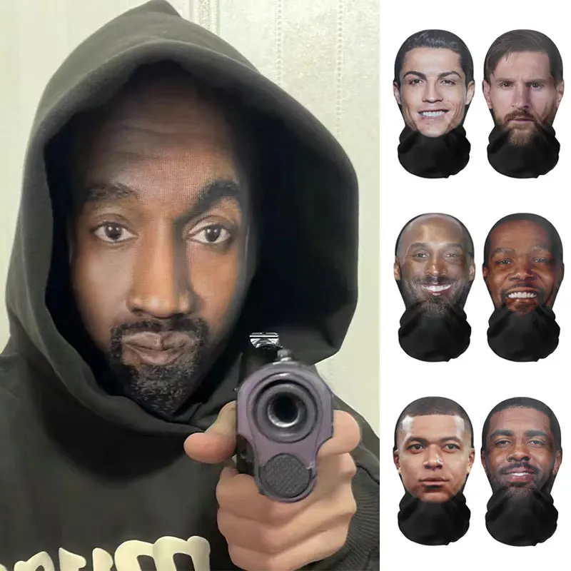 3D печатная маска Kanye Visual Elastic Mesh полнолицевая для унисекс головные уборы косплея