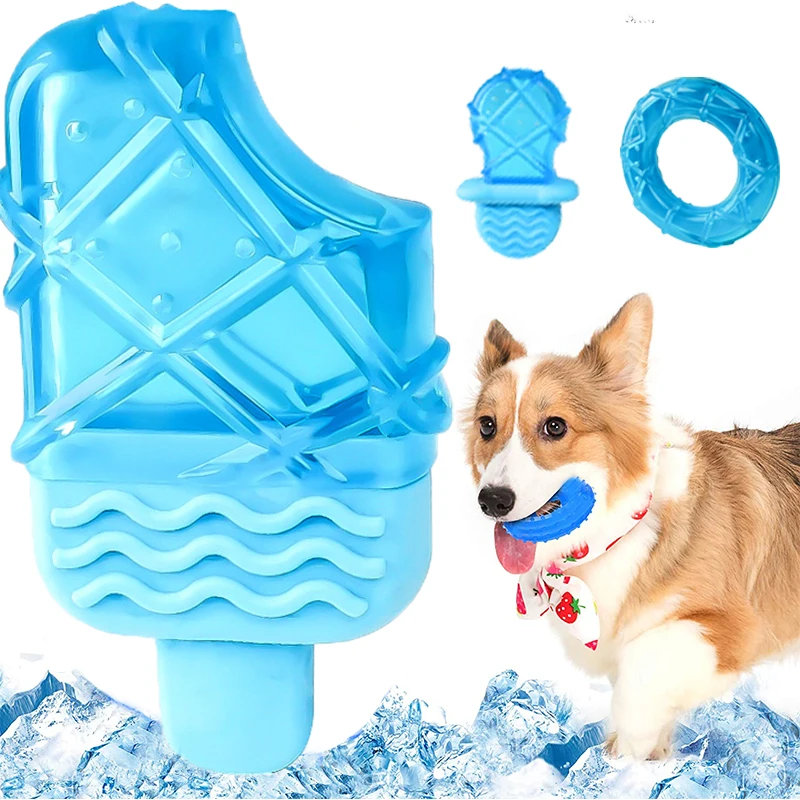 For Teething Natural Rubber Puppy Teether Cooling Dogs Toys Training Floating Interactive Chew Ring Toys