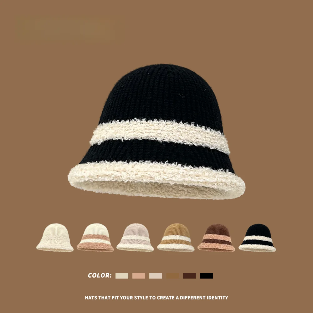 Японская модная однотонная лоскутная рыбацкая шапка женская осенне-зимняя