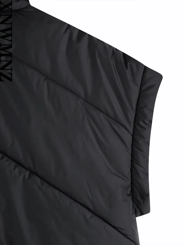 XNWMNZ Women Fashion Oversize Water Wind Protection Quilted Gilet High Neck Elastic Bottom Padded Coat Female Outerwear Gilet