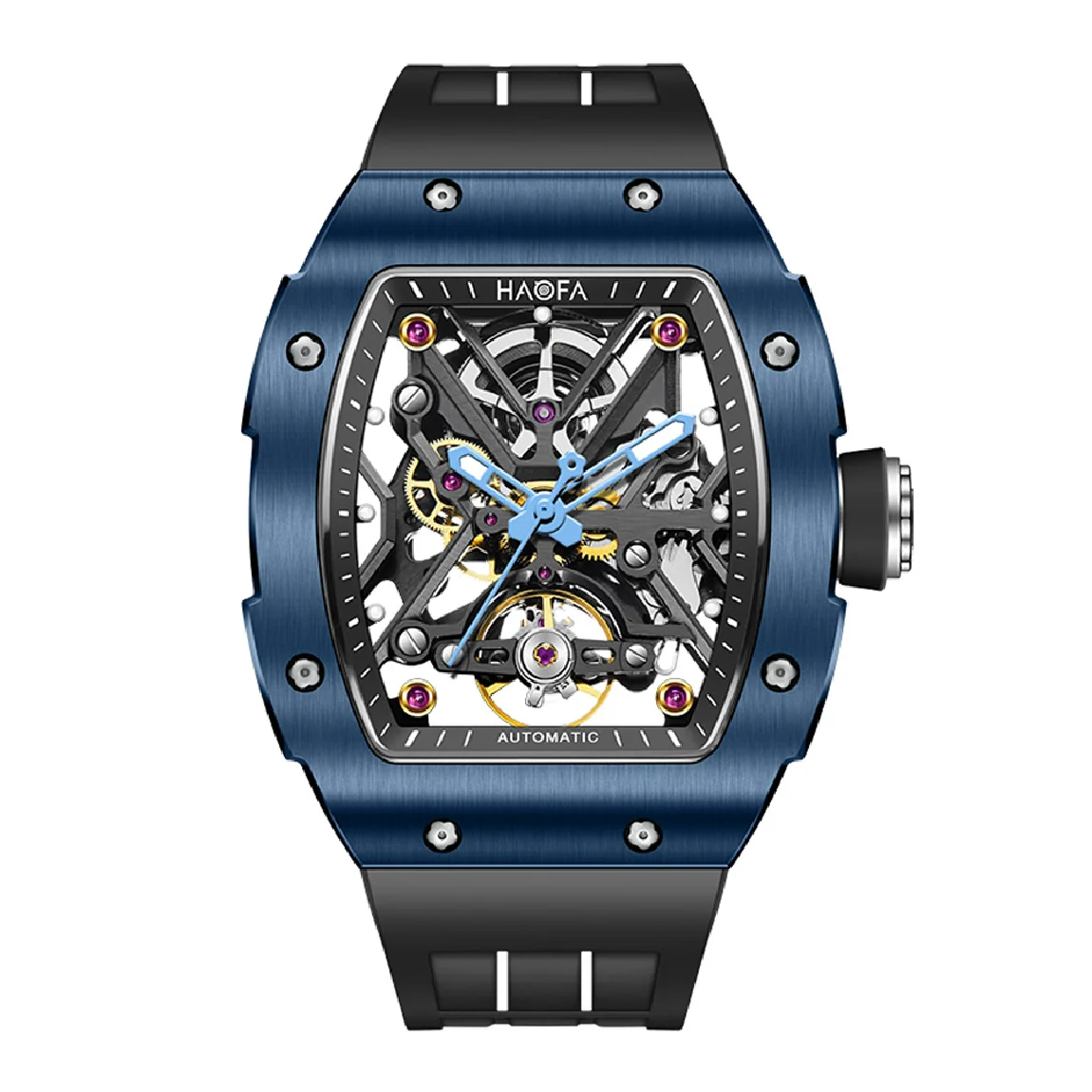 

Haofa Skeleton Automatic Mechanical Watch for Men Ceramic Bezel Sapphire Luminous Waterproof Business Sport Self-Wind Watch 1988