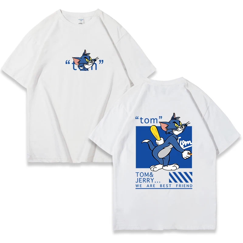 

Футболка с мультяшным принтом для пары, женские и мужские трендовые Топы с коротким рукавом, футболка унисекс в стиле аниме, кавайная уличная одежда в стиле Харадзюку