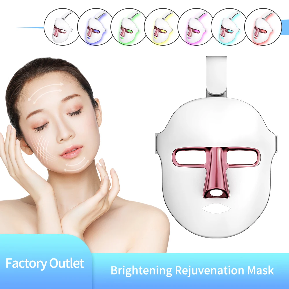 

7 Colors LED Facial Mask Photon Therapy Skin Tighten Brighten Machine Skin Rejuvenation Anti-Acne Wrinkle Removal Face Skin Care