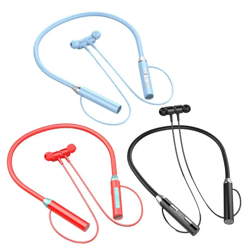 

Bluetooths 5.1 Neckband Earphones Multi-Function Stereo Earbuds Sports Headset Large Battery Binaural Magnetic Suction Wireless