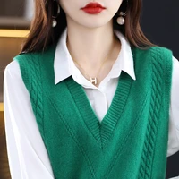 new cashmere sweater women vest ladies knitted autumn winter sleeveless v neck pullover korean female vest tops