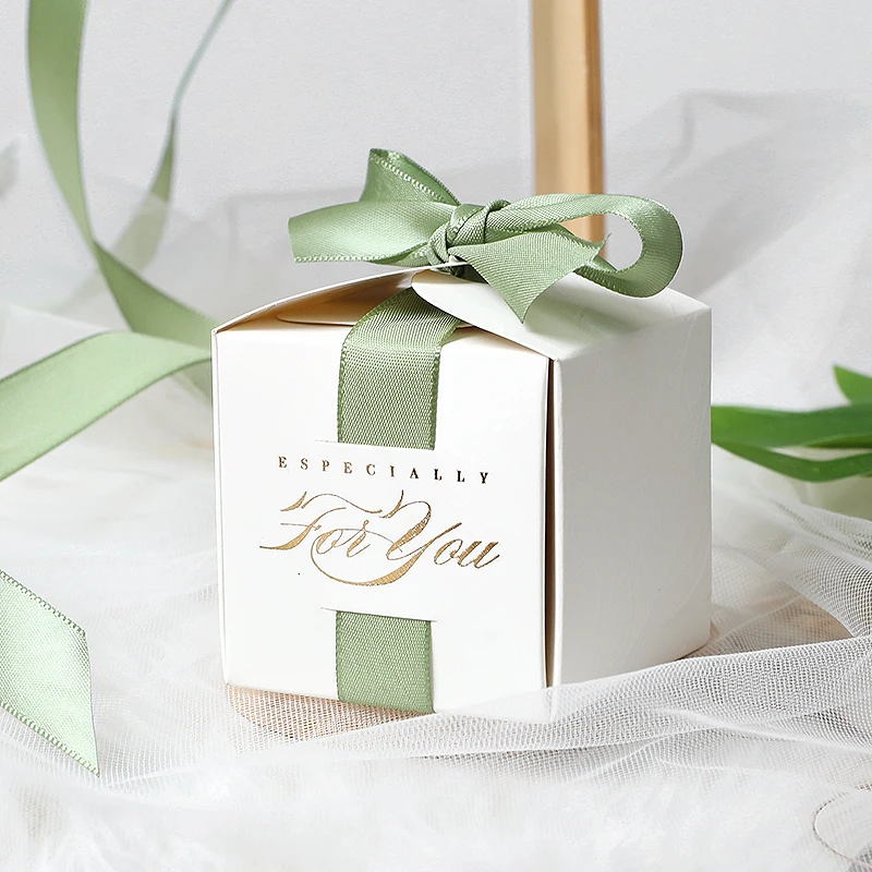 10 шт. свадебные сувениры подарочная коробка для конфет с лентой крестины день