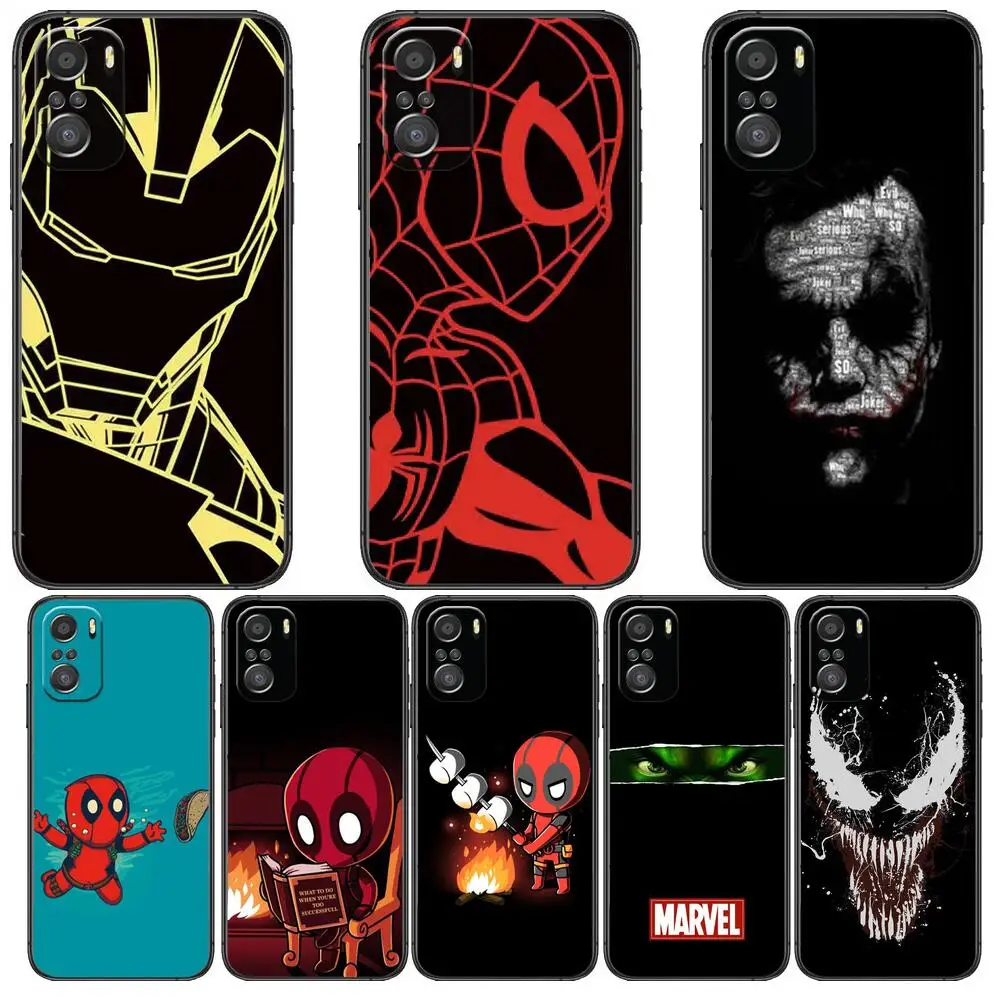 

Marvel Spiderman Iron Man Phone Case For xiaomi mi 11 Lite pro Ultra 10s 9 8 MIX 4 FOLD 10T 5g Black Cover Silicone Back Prett