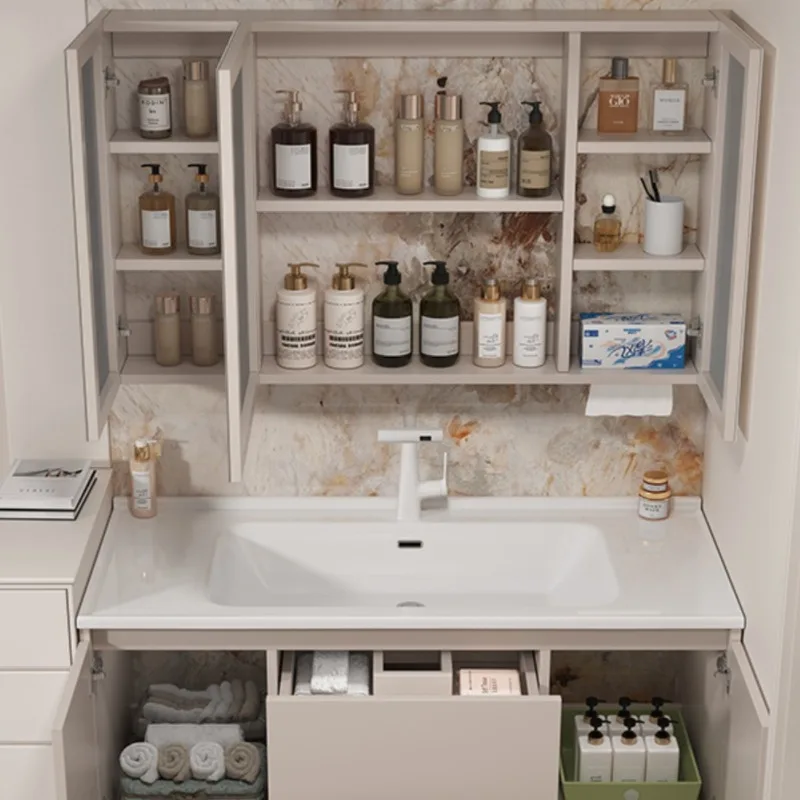 Узкие Шкафы для ванной комнаты зеркальная раковина умный угловой ящик шкафы