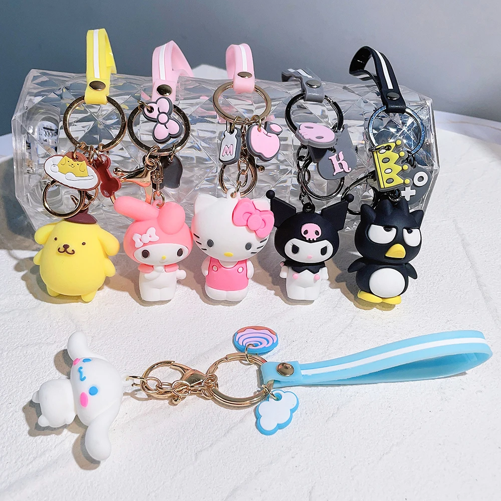 

Cute Cartoon Kawaii Sanrioed Kuromi Mymelody kitty Cinnamorol Keychain Car Keyring Mobile Phone Bag Pendant Hanging Jewelry