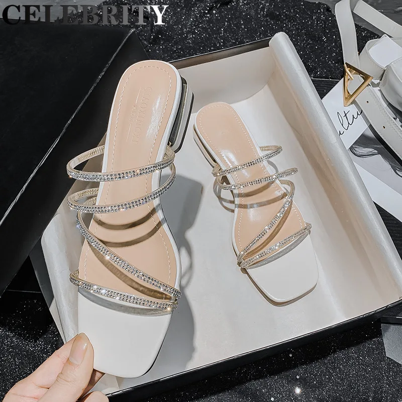 

Женские босоножки на высоком каблуке, летние сандалии больших размеров со стразами и ремешками, дизайнерская обувь принцессы, 2022