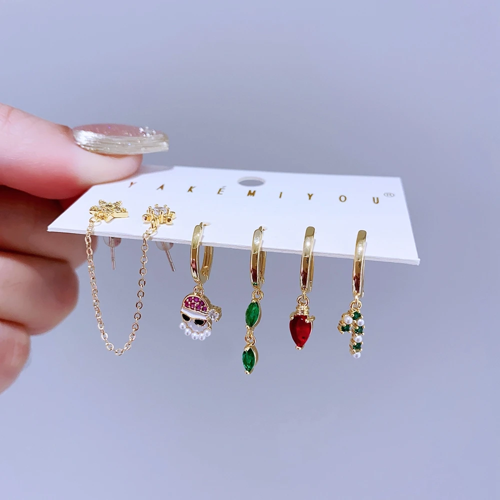 6 шт./компл. рождественские серьги подарочные ювелирные изделия позолоченные