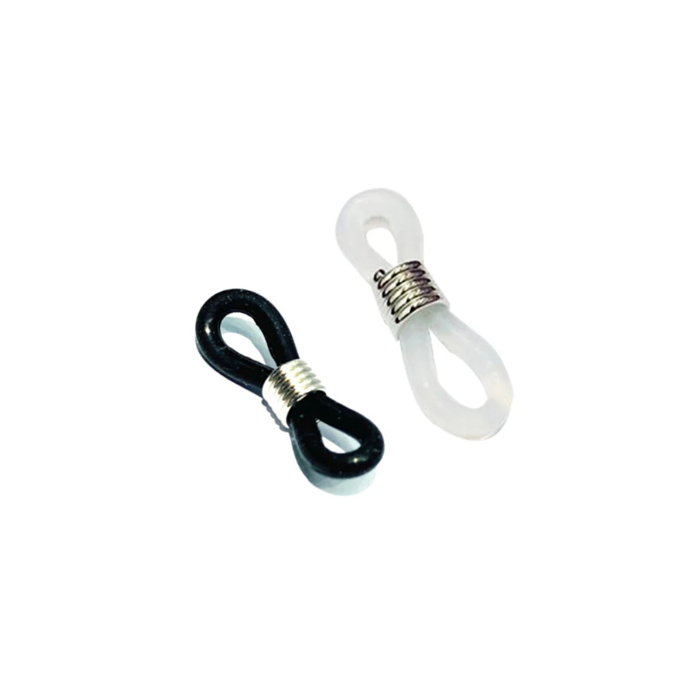 10Pcs/Set Non Slip Silicone Rubber Rings Glasses Chain Strap Anti-Skid Fixed Black White Circle Ear Hanging Rope Buckle Fittings - купить по