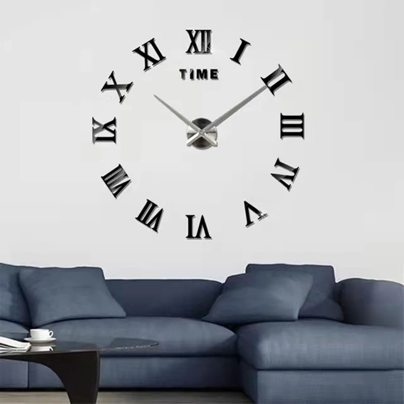 

New 3D Roman Numeral Acrylic Mirror Wall Clock Sticker Fashion DIY Quartz Clocks Watch Home Decoration Living Room Stickers