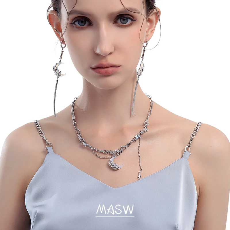 Ожерелье MASW в форме Луны с оригинальным дизайном Модное Новое современное