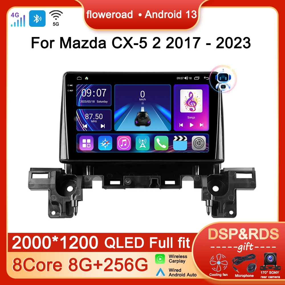 

Головное устройство 4G WIFI Android автомобильное радио мультимедиа для Mazda CX-5 2 II K 2017 2018 - 2023 плеер Carplay GPS навигация NO 2 DIN DVD