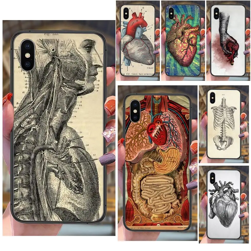 Vintage Medical Anatomical Heart Diagram For Xiaomi Pocophone F1 F2 F3 Note 3 10 Max 3 2S M3 X2 X3 GT NFC Lite Play Pro 5G Mall
