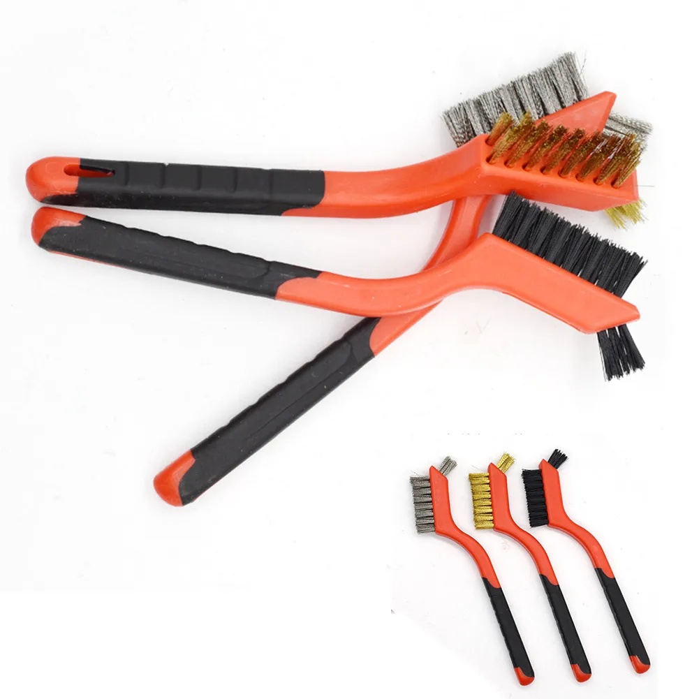 

1pcs 180mm Wire Brush Brass Nylon Stainless Steel Brush Rust Remover Metal Clean Polishing Hand Cleaning Manual Tools