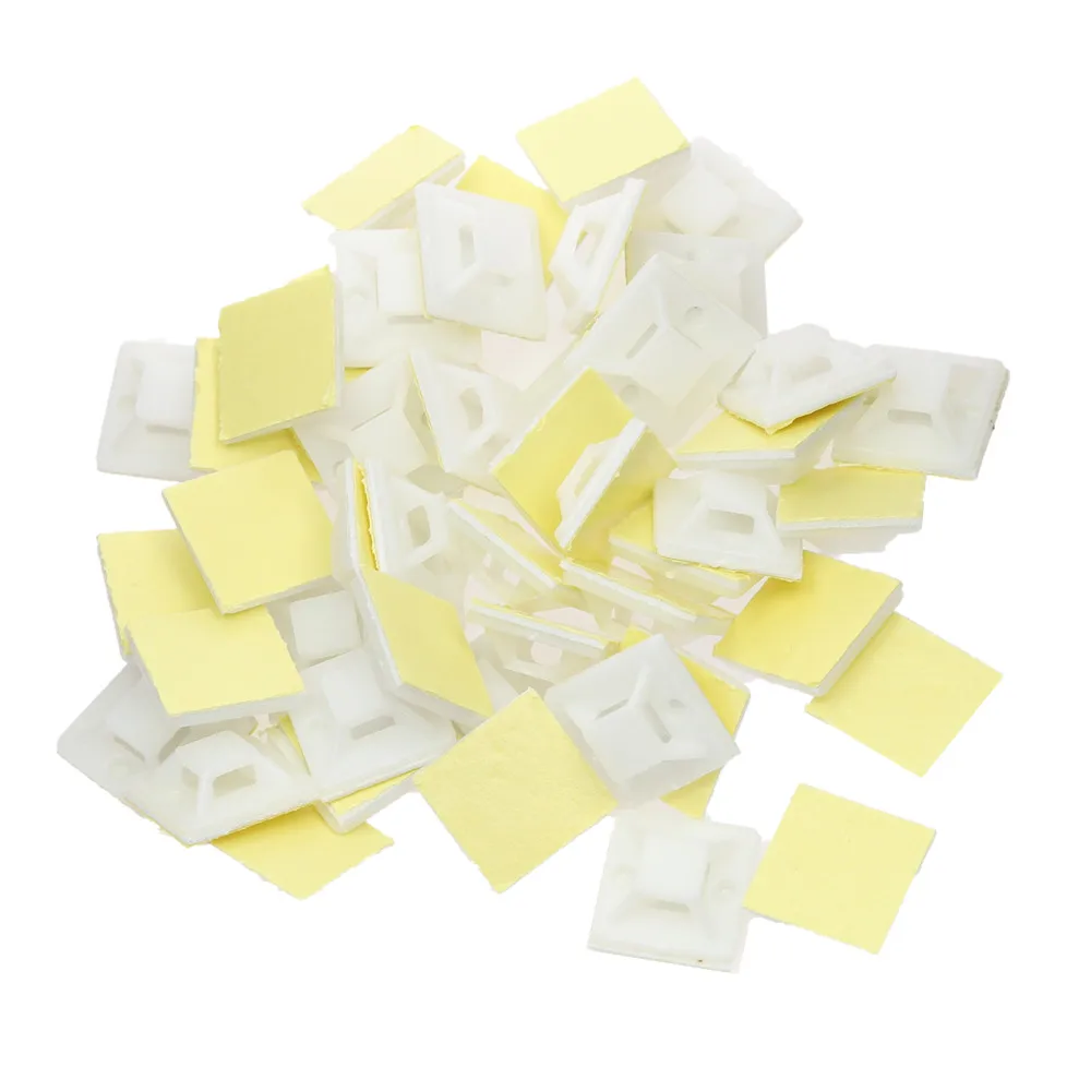 

Белая стяжка на молнии, автомобильный кабель, съемный самоклеящийся настенный держатель, зажим/зажим 20x20, 25x25, 30x30, 40x40 мм