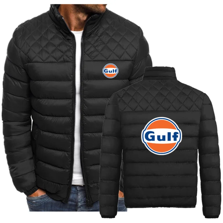 

Autumn and winter GULF men's cotton padded jacket simple and fashionable Ling grid cotton padded jacket men's fashion jacket