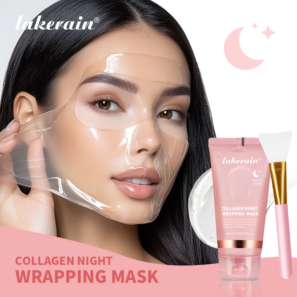 Collagen Wrapping Mask And Brush Set Rejuvenation Moisturize Brightening Korean Face Mask Make Glowy