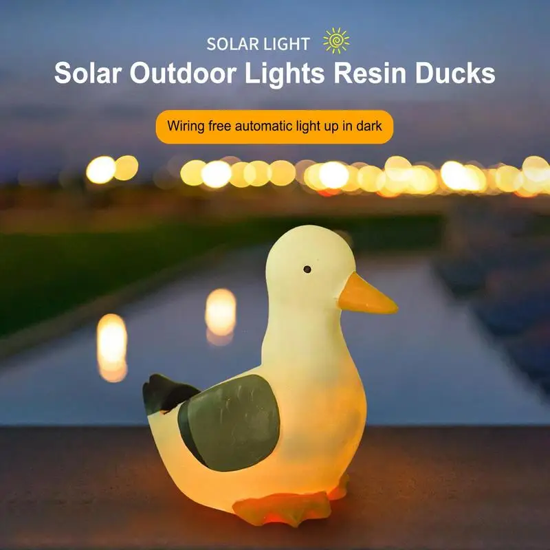 

Resin Duck Solar Lights LED Night Lamp Garden Statues Cute Sculpture Outdoor Solar Spot Lights For Patio Home Yards Lawns Decors