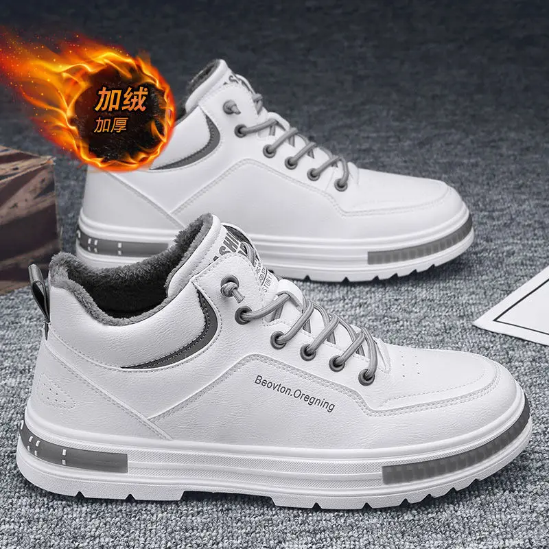 

Мужские зимние теплые короткие ботинки, новинка 2023, модные белые кожаные ботильоны, мужские уличные водонепроницаемые ботильоны, зимняя обувь для мальчиков