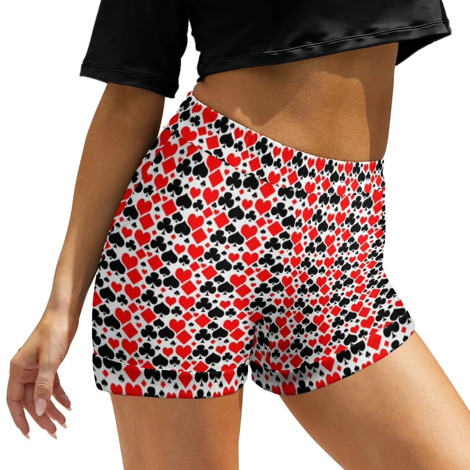 

Poker Print Shorts High Waisted Sexy Shorts Korean Fashion Oversize Short Pants Summer Pattern Bottoms