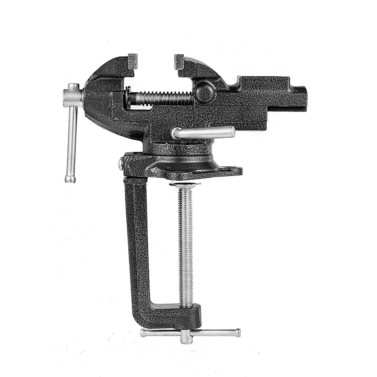

Dual- Bench Vise or Table Vise with 360° Swivel Base, Universal Home Vise Clamp-On 3.3Inch Quick Adjustment