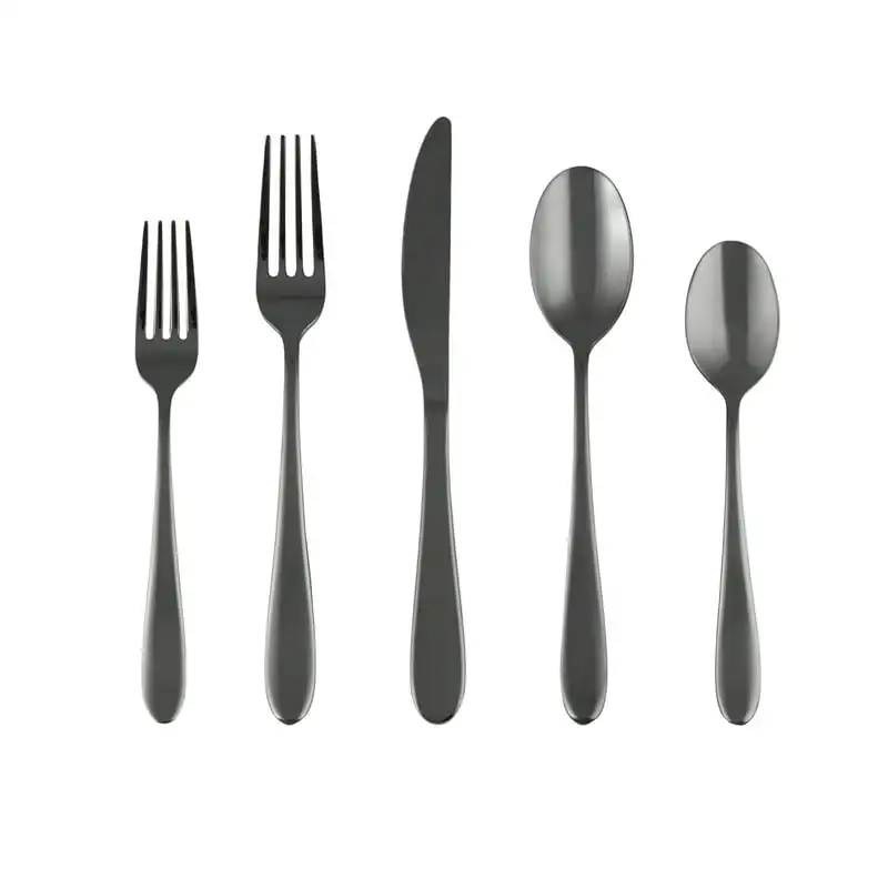 

Black Mirror 20-Piece Flatware Set, Service for 4 Boho home decoration Round mirror plate Room decore aesthetic Home decorations