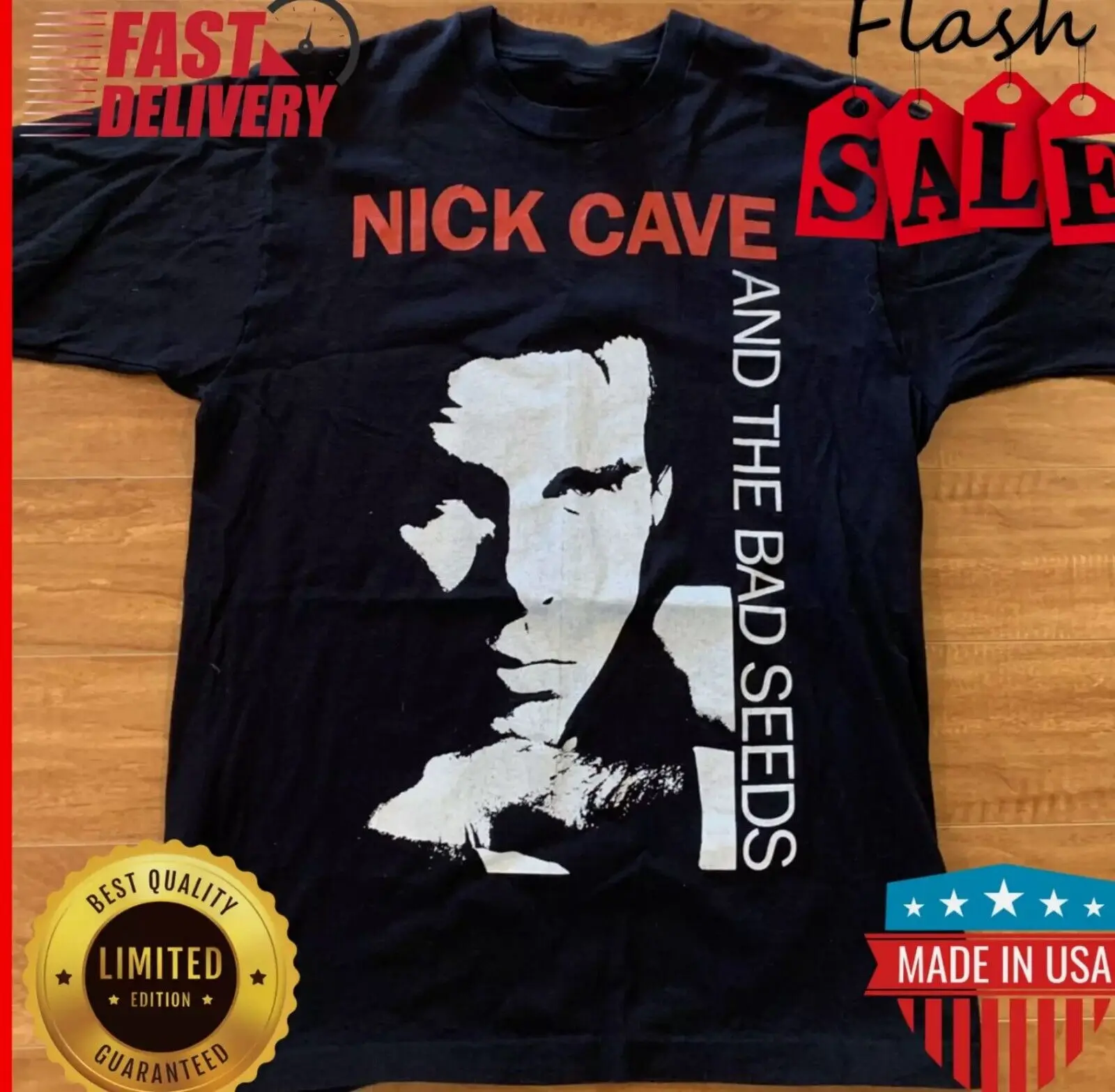 Винтажная мужская футболка Nick Cave and the Bad Seeds черная унисекс S-5XL