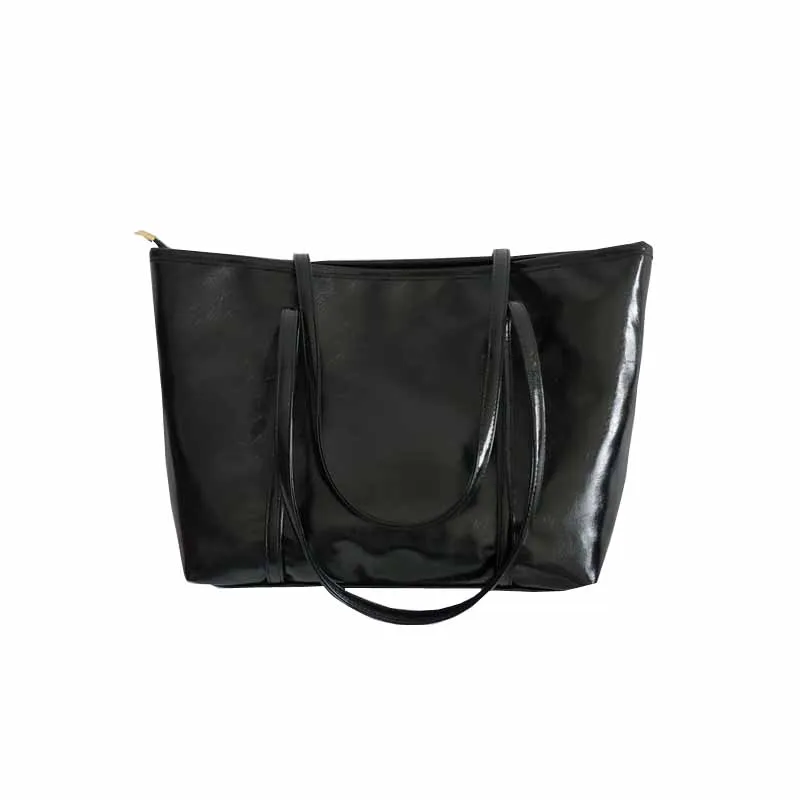 

New Korean version student simple retro shoulder handbag soft leather large capacity tote bag