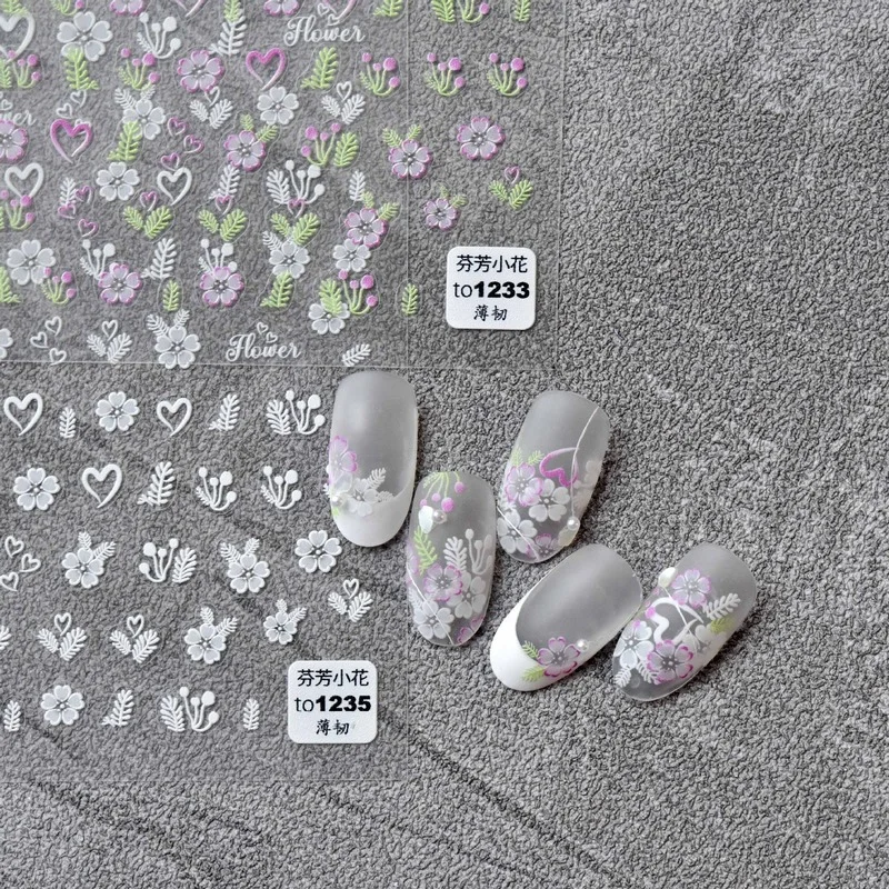

New Craft High Quality Japan 3D Nail Art Stickers Adhesive Sliders Mini Small Flowers 5D DIY Nail Decals Foils Wraps Decorations