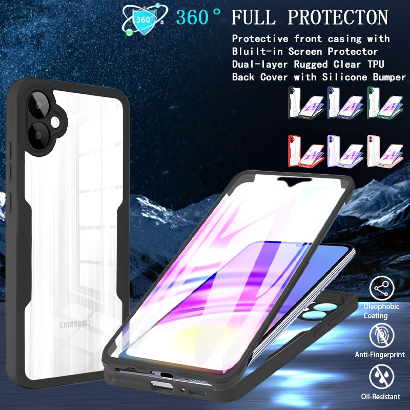 Чехол для Samsung Galaxy A05 A05S 360 защитный чехол экрана всего тела телефона A15 A25 A35 A55