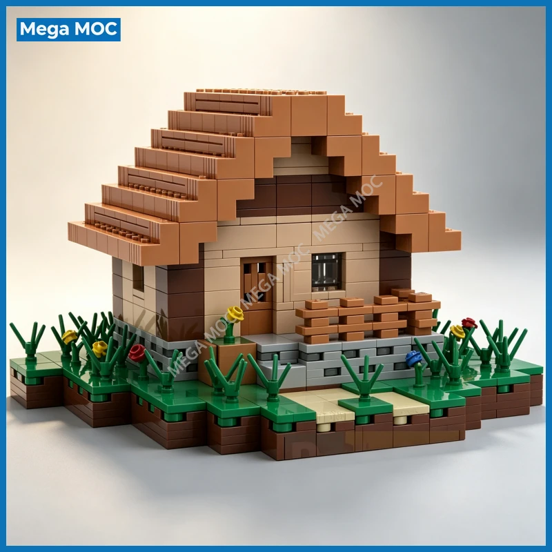 Фото Конструктор Mason House MOC: Средневековый Каменный Коттедж Ремесленника, Сборная Модель Деревни из Кирпичиков для Сборки Своими Руками, Настольная Модель №1