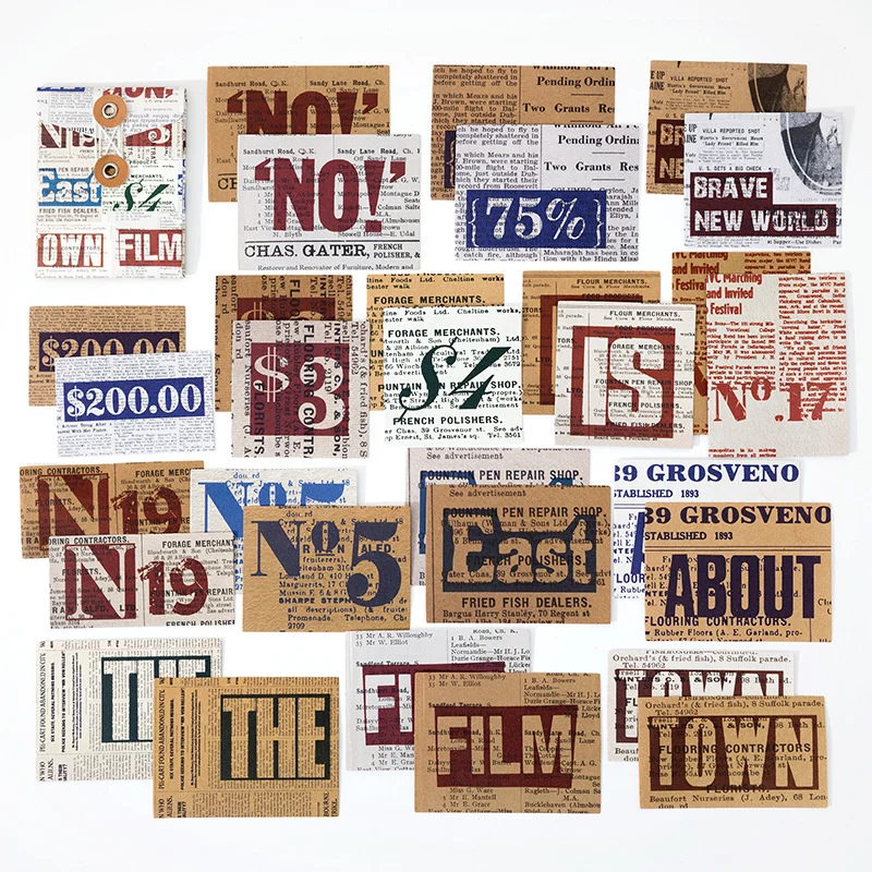 

30sheet Letterhead Impression Series Stickers Junk Journal Planner Sticker Scrapbooking Decorative DIY Craft Photo Sticker