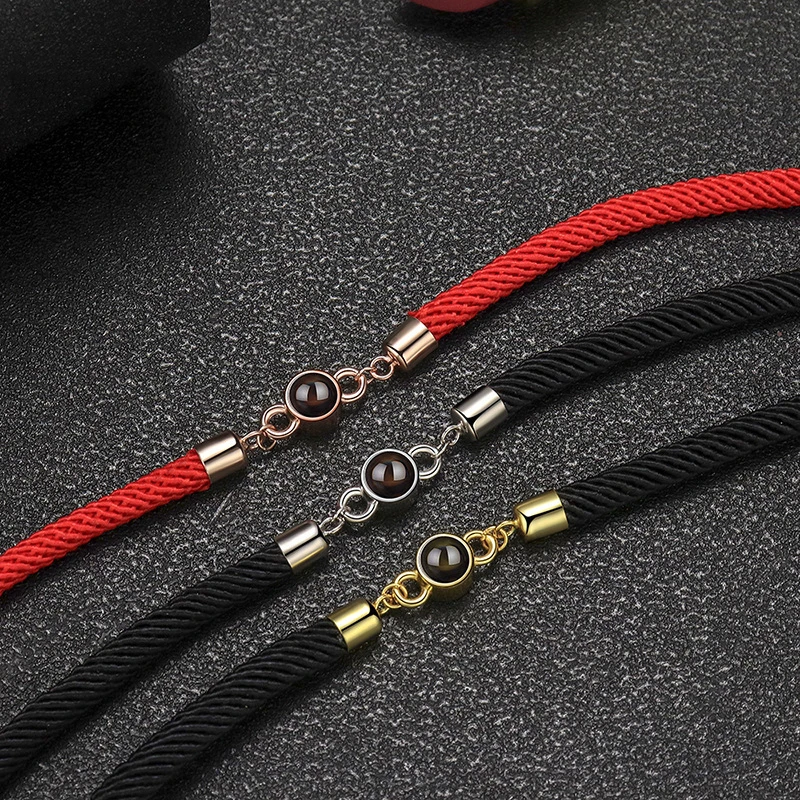 S925 Custom Photo Projection Bracelet For Women Girlfriend 2023 Valentine Day Gifts Luxury Trendy Romantic Braided Rope Jewelry