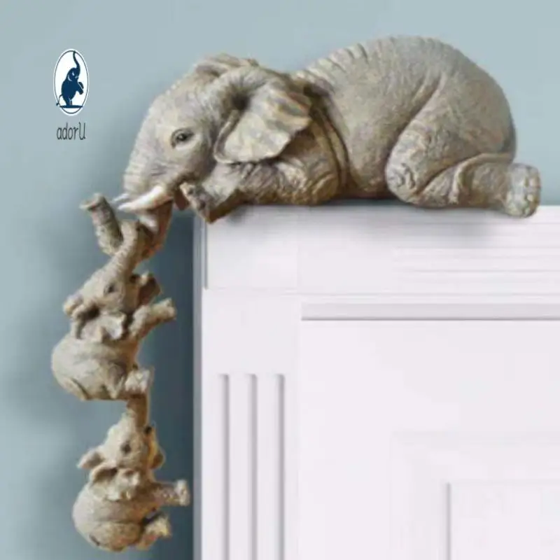 

Украшения из смолы в виде слона, украшения из трех частей, 3 слона, матери и два младенца, Подвесные на краю статуи ручной работы