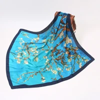 2022 spring soft silk scarf women designer floral shawl bandana foulard femme square neck scarf luxury print wraps 9090cm