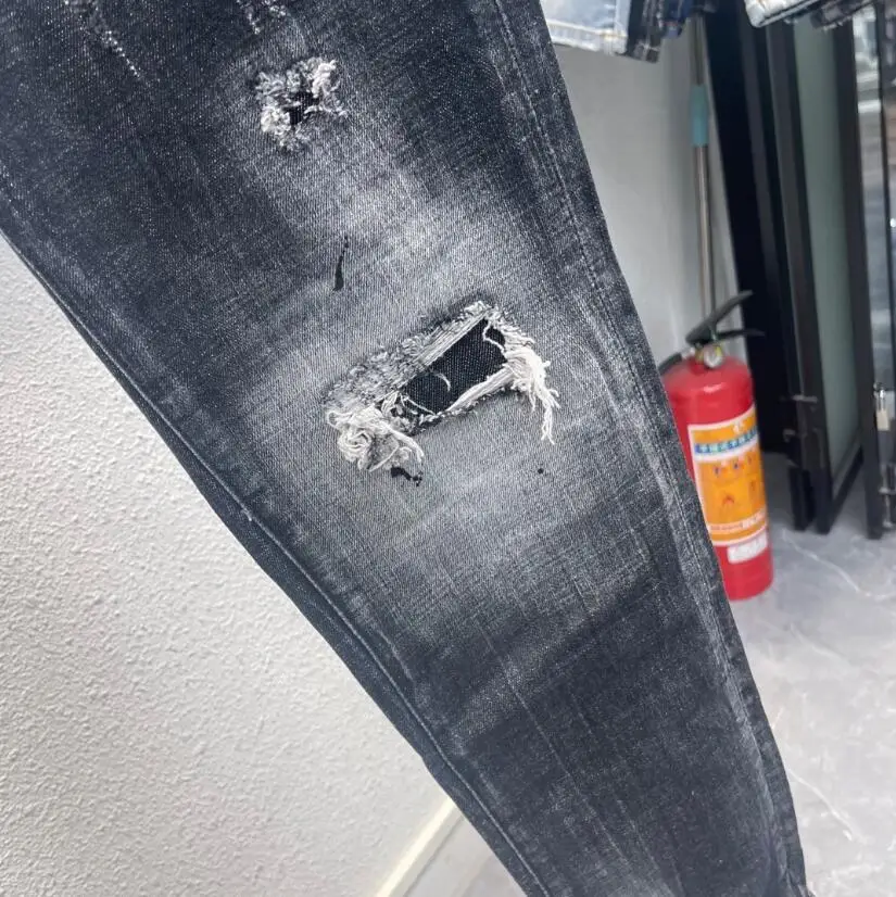 Genuine Dsquared2 - Fashion Black Ripped Denim Trousers, Designer Recommended, Dsq085