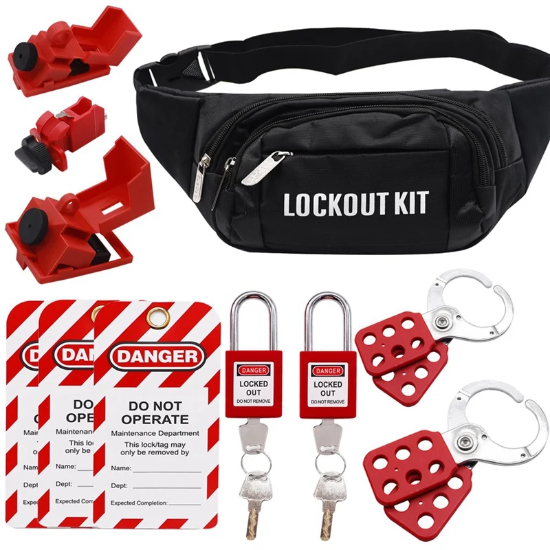 

Lockout Tagout Set Safety Padlocks Universal Circuit Breaker Lockout With Black Pocket Bag