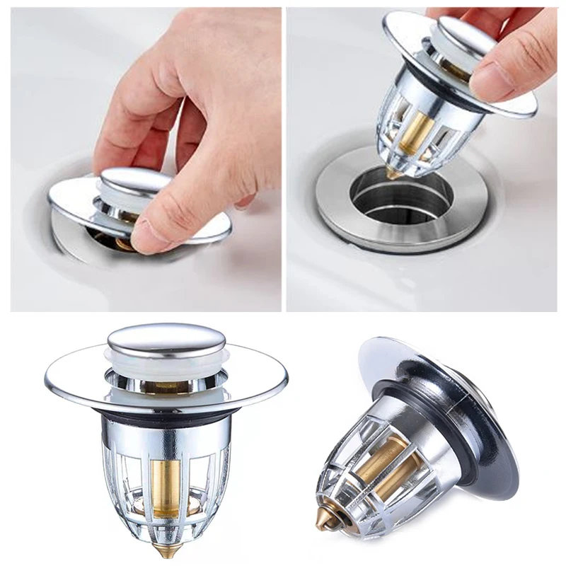 

1PCS Universal New Sink Filter Pop-up Anti-clog Drain Strainer Copper Plastic Basin Stopper Hair Catcher for Kitchen Bathroom