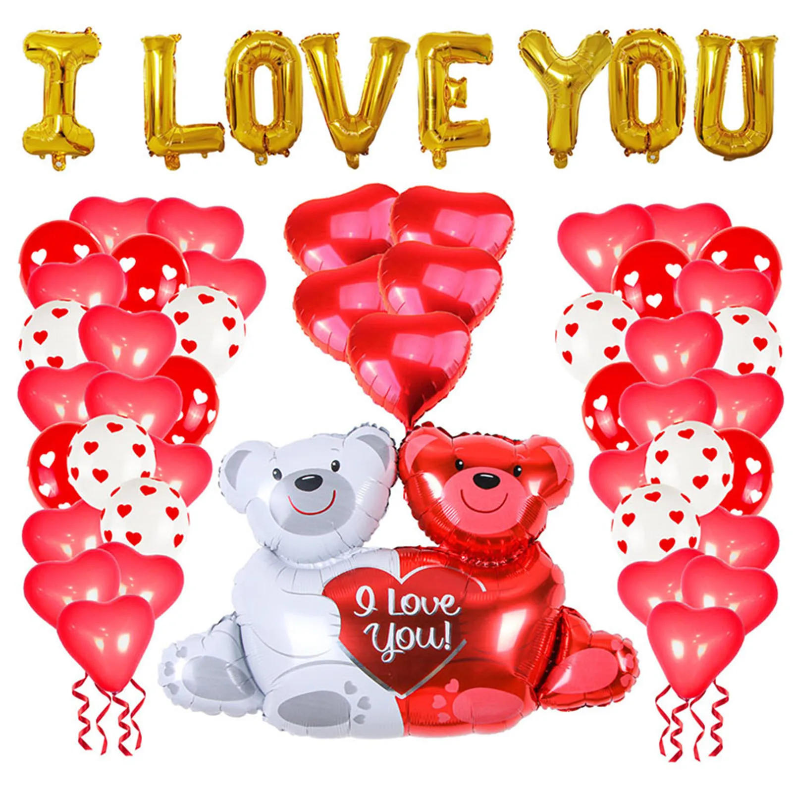

Набор воздушных шаров на День святого Валентина, креативные лепестки роз, воздушный шар с красным сердцем, романтическое предложение, вечер...