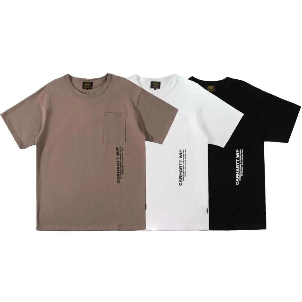 

Carhartt WIP Summer High Weight Pure Cotton Military Style Pocket Print Round Neck Short Sleeve T-shirt Casual Top