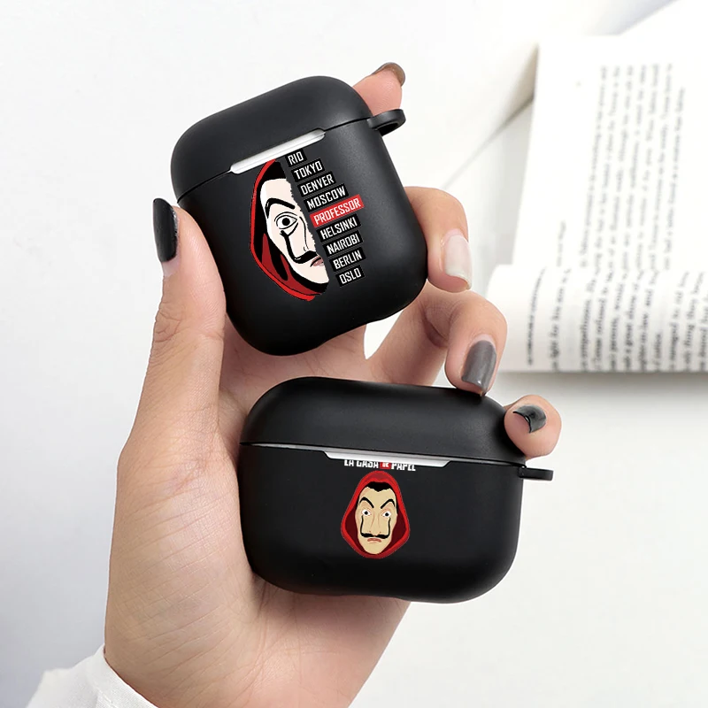 

For Apple AirPods 1 2 Pro Case Money Heist Silicone Matte Earphone Funda For AirPods 1/2 Charging BOX Pro La Casa De Papel Cover