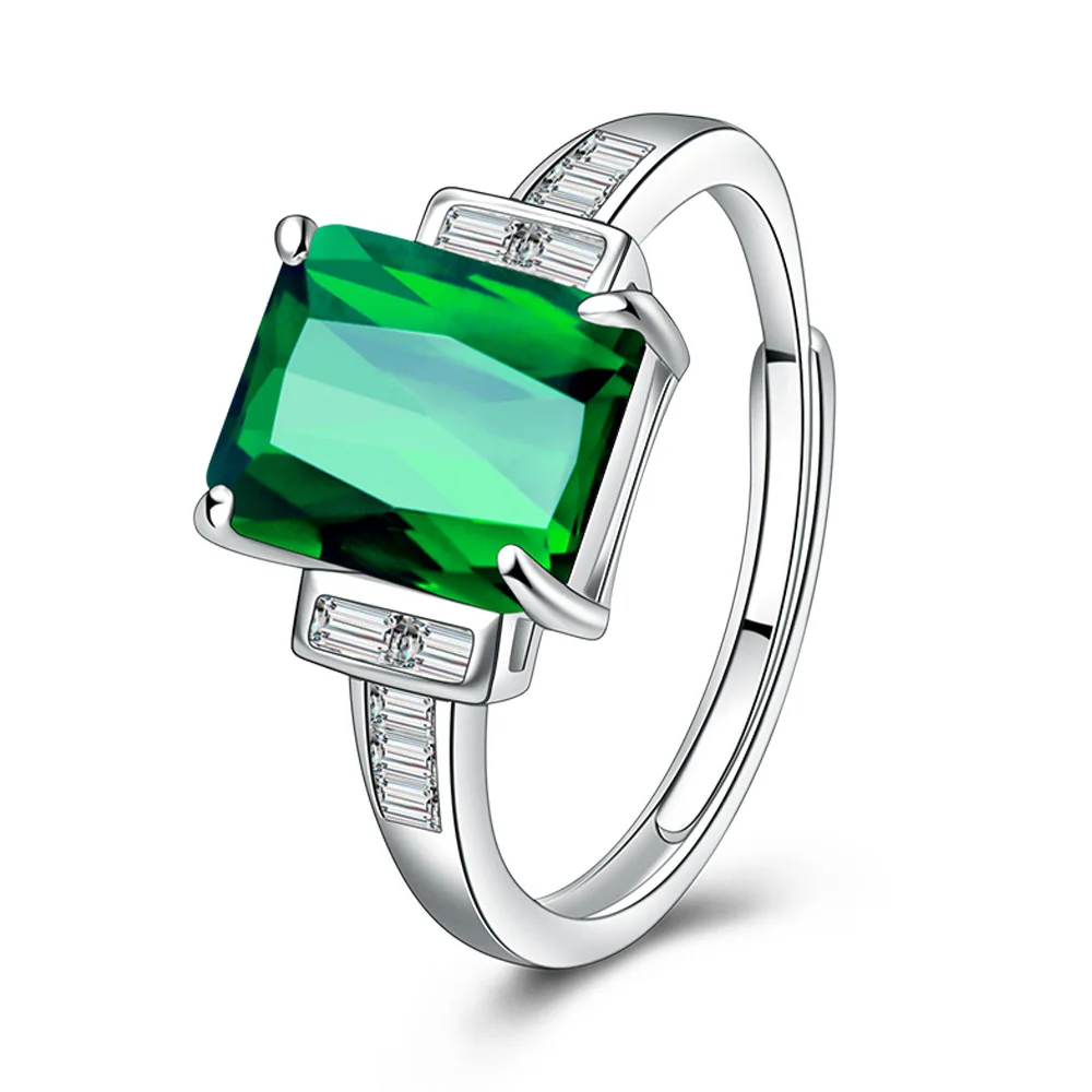 

Hot Selling Diamond Zircon Imitation Emerald Ring Female Retro Elegant Imitation Emerald Ring Wedding Ring For Women