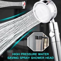 shower head water saving flow 360 degree rotation with small fan abs rain high pressure nozzle bathroom accessories