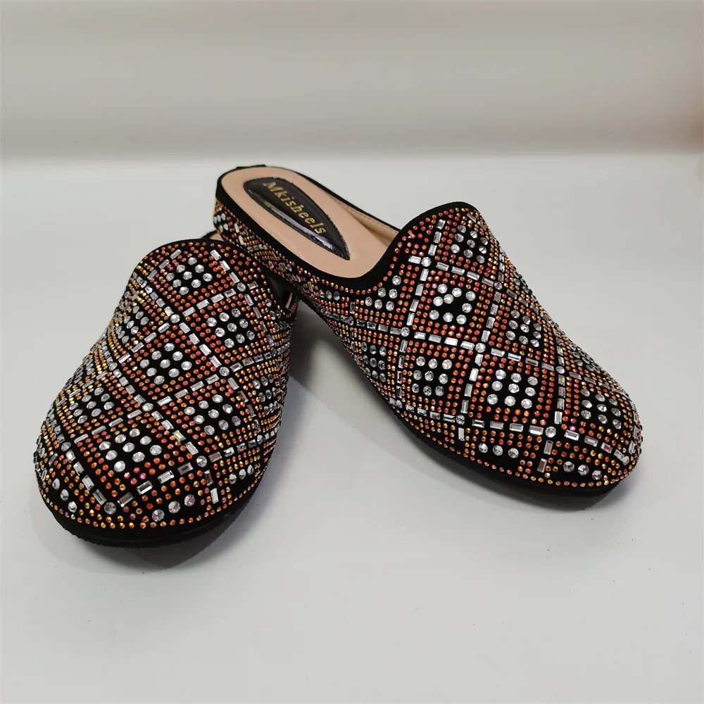 Новая модная женская обувь со стразами женские полутапочки туфли-лодочки